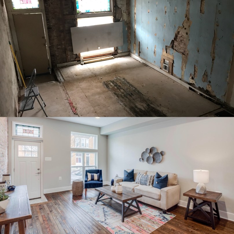 living room before after